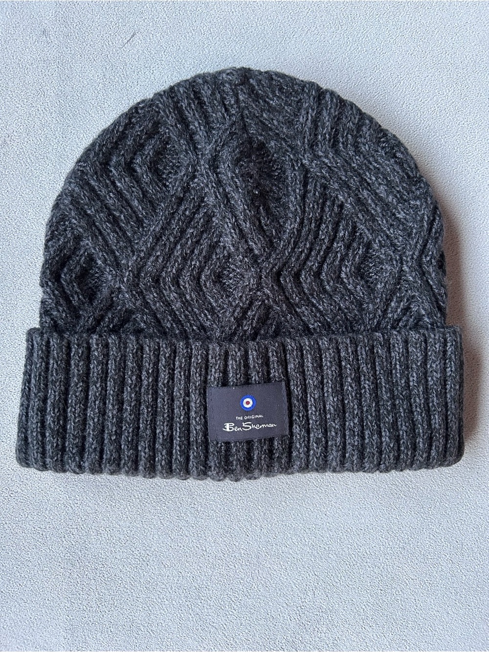 Ben Sherman ~ Cable Knit Toque ~ Diamond Pattern ~ Gray ~ NWOT